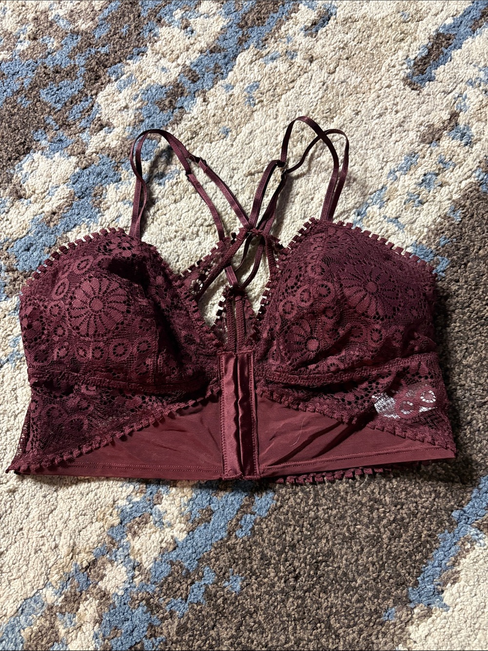 aerie Burgundy Lace Longline Bralette